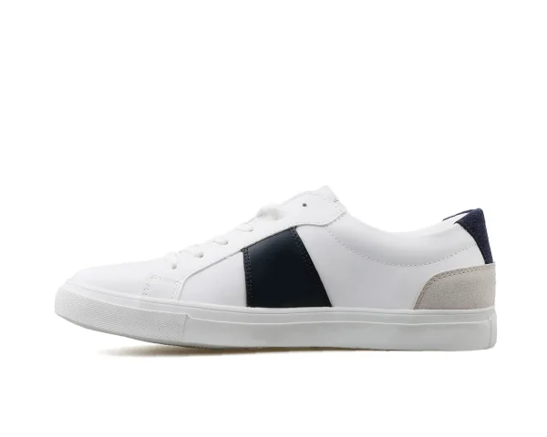 U.S. Polo Assn. Leather-Panel Sneakers - White with Black Accent Casual Alen 3Fx White