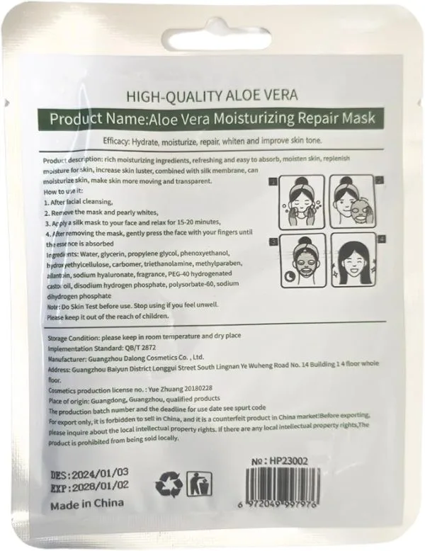 Phaenna Aloe Vera Moisturizing Repair Mask - 99% Pure Aloe Powder, Original Formula