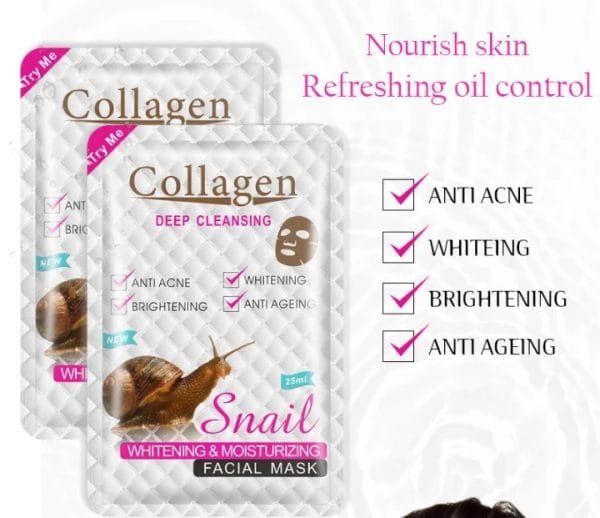 Collagen Snail Extract Brightening and Moisturizing Facial Masks - 10x25ml