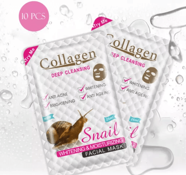 Collagen Snail Extract Brightening and Moisturizing Facial Masks - 10x25ml