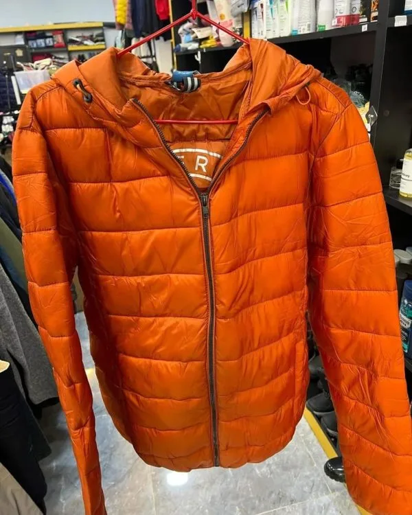Bright Orange Quilted Puffer Jacket