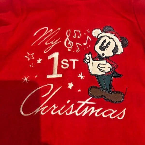 Baby's My 1st Christmas Mickey Mouse Footed Onesie