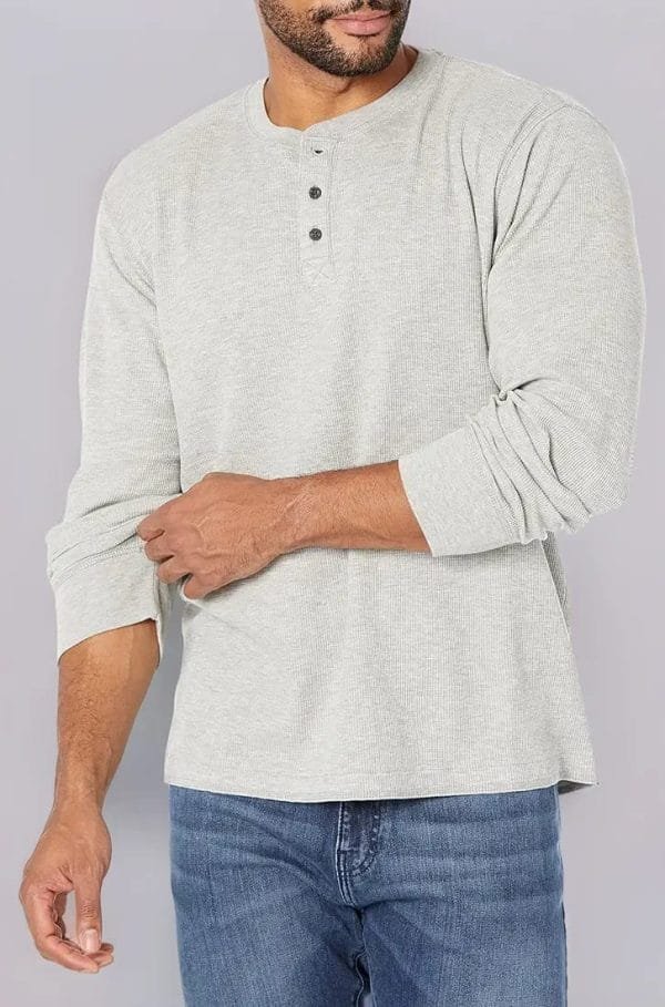 Classic Gray Men's Henley Sweater - Image 2