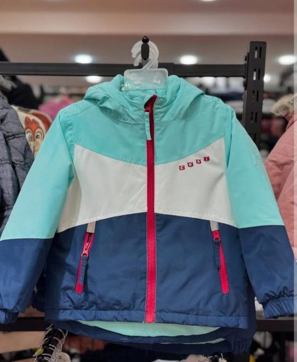 Colorblock Winter Jacket with Red Zipper