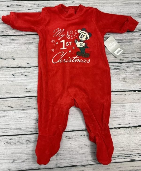 Baby's My 1st Christmas Mickey Mouse Footed Onesie