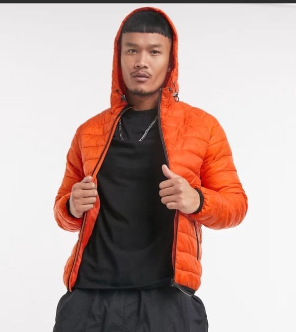 Bright Orange Quilted Puffer Jacket