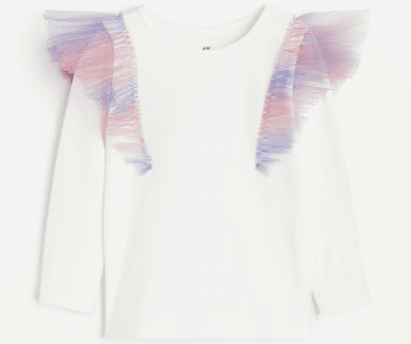 H&M Girls' Ruffled Long-Sleeve Top