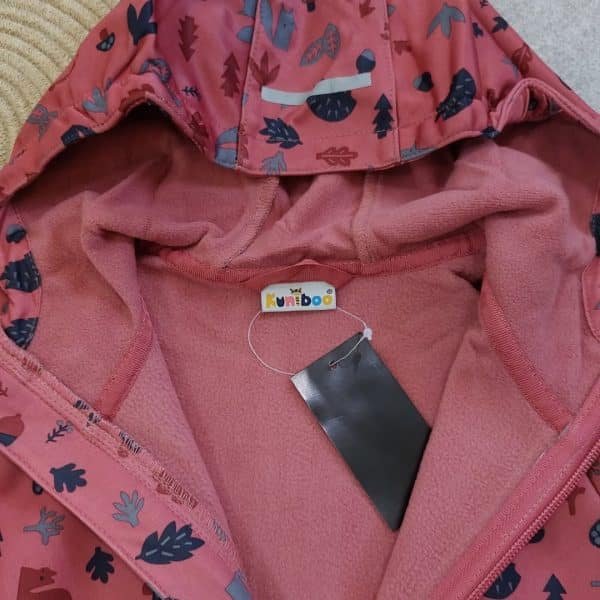Kuniboo Kids Softshell Jacket – Pink Forest Print (Ages 6-8 Years)