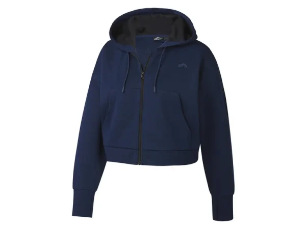 Women's Cropped Zip-Up Hoodie – Navy Blue (Size XS)