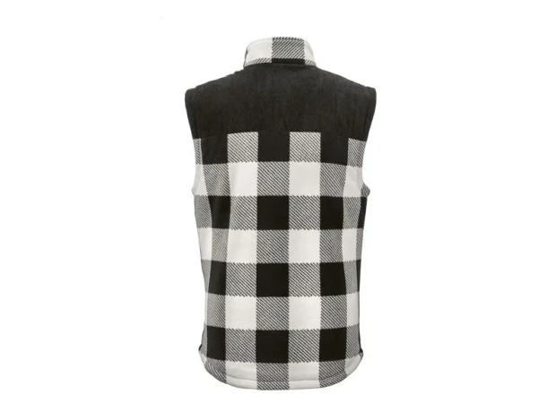 Parkside Men's Sleeveless Fleece Vest – Plaid Checkered Design