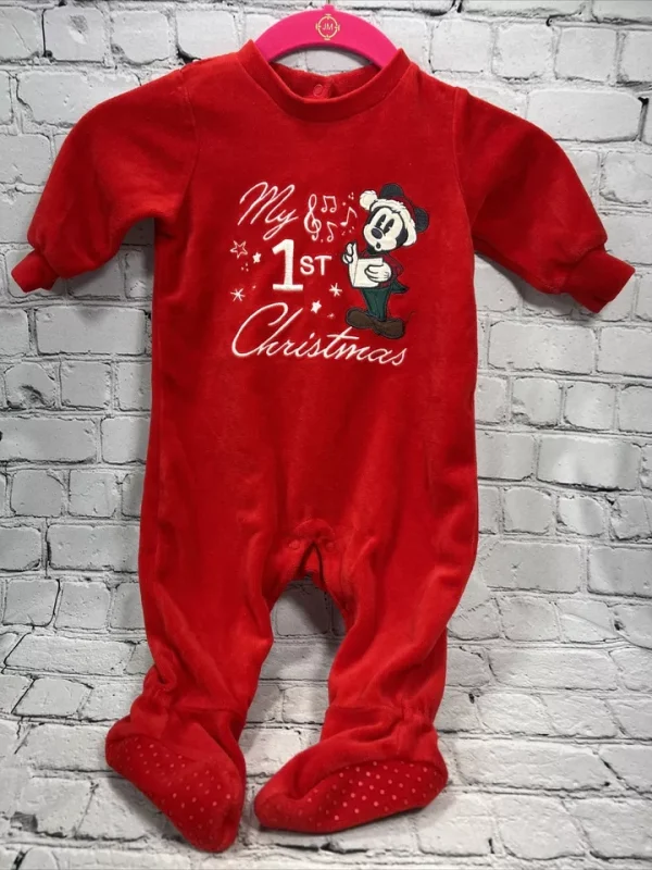 My 1st Christmas Baby Sleepsuit – Mickey Mouse Edition