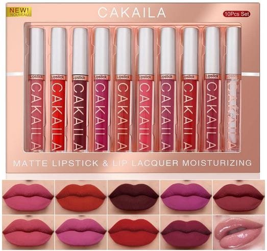FAEYLI MAKEUP 9Pcs Matte Liquid Lipstick+1Pcs Lip Plumper Makeup Set Kit,women 24 hour stay waterproof long lasting lip gloss (A-Set 9+1 Colors 02)