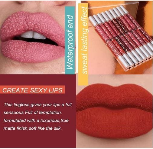 FAEYLI MAKEUP 9Pcs Matte Liquid Lipstick+1Pcs Lip Plumper Makeup Set Kit,women 24 hour stay waterproof long lasting lip gloss (A-Set 9+1 Colors 02)