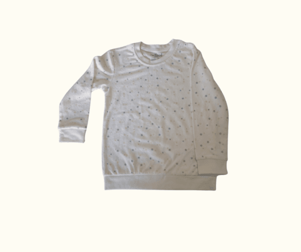 Kids' Soft Cotton Pajama Set – White with Subtle Print - Image 3