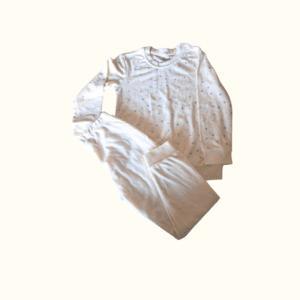 Kids' Soft Cotton Pajama Set – White with Subtle Print