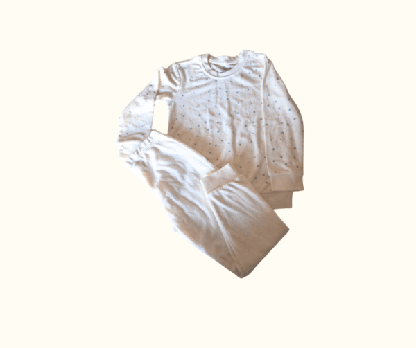 Kids' Soft Cotton Pajama Set – White with Subtle Print