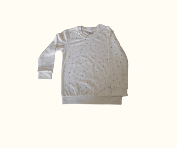 Kids' Soft Cotton Pajama Set – White with Subtle Print
