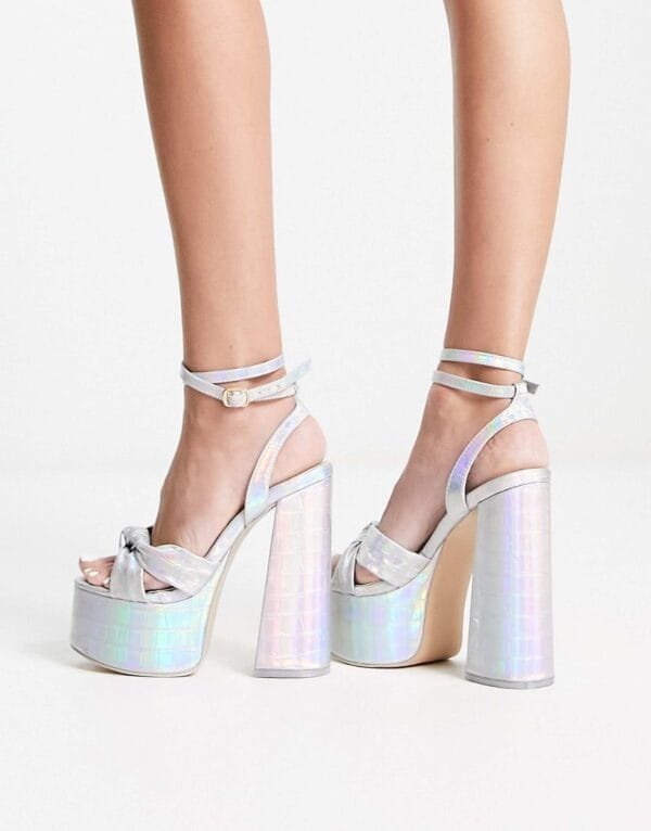 Holographic Platform Block Heels