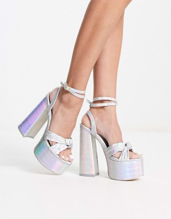 Holographic Platform Block Heels