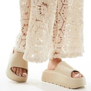 ASOS DESIGN Minimalist Beige Slide Sandals