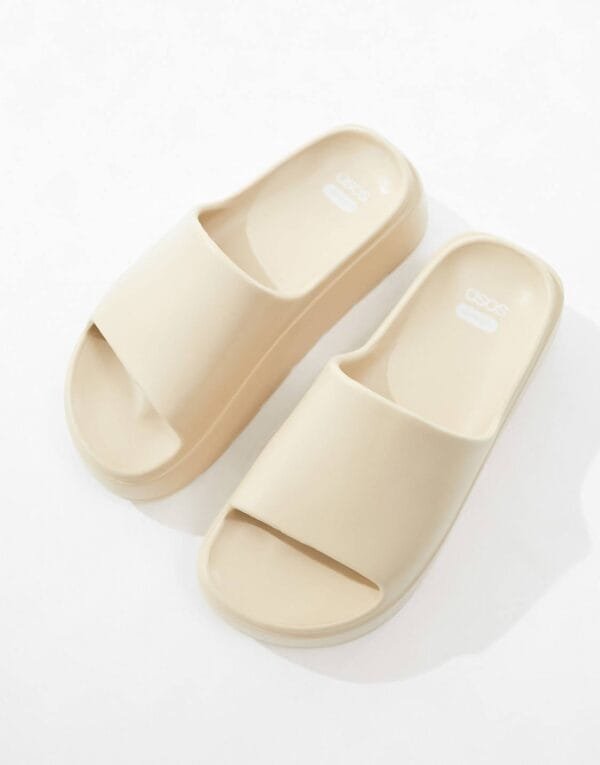 ASOS DESIGN Minimalist Beige Slide Sandals