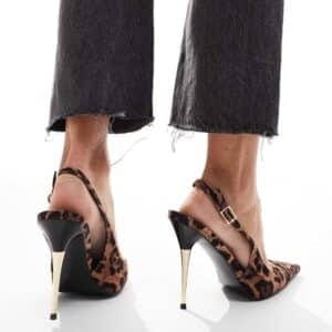ASOS DESIGN Leopard Print Slingback Heeled Shoes