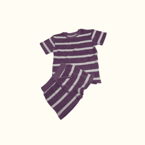 Kids' Striped T-Shirt & Shorts Set – Purple & White