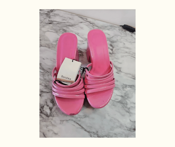 Bershka Hot Pink Strappy Block Heel Sandals