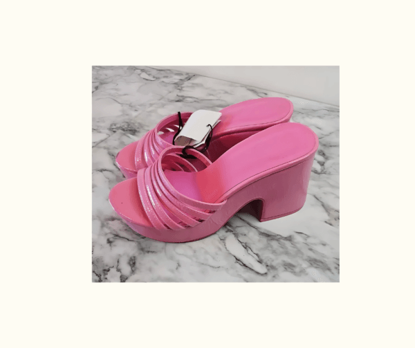 Bershka Hot Pink Strappy Block Heel Sandals