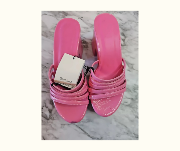 Bershka Hot Pink Strappy Block Heel Sandals