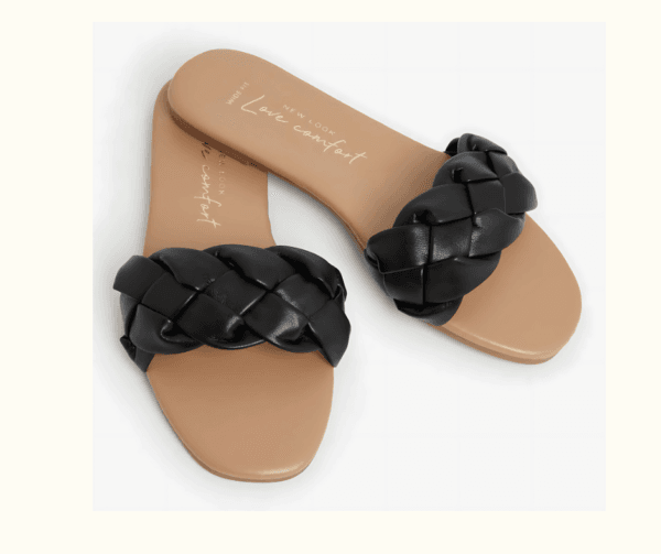 New Look Black Braided Slip-On Sandals