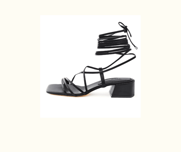 Black Strappy Lace-Up Sandals