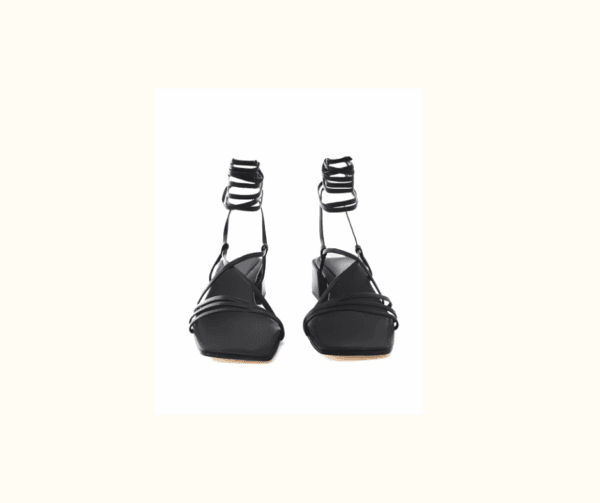 Black Strappy Lace-Up Sandals