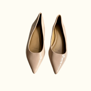 Nude Patent Leather Pointed-Toe Flats