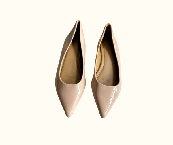 Nude Patent Leather Pointed-Toe Flats