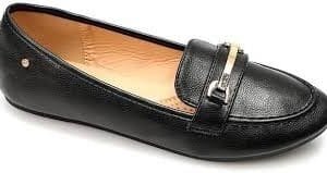 RAID Black Loafers with Gold Buckle