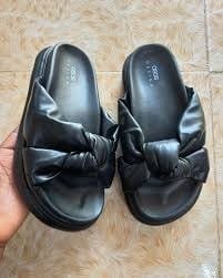 ASOS Design Black Faux Leather Knotted Slide Sandals
