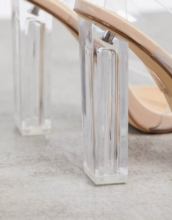 Truffle Collection Clear Block Heel Sandals – Nude Beige