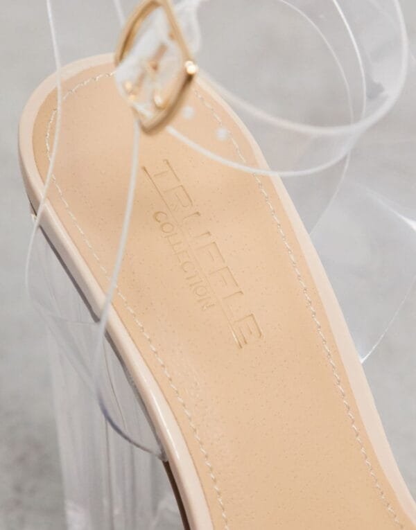Truffle Collection Clear Block Heel Sandals – Nude Beige