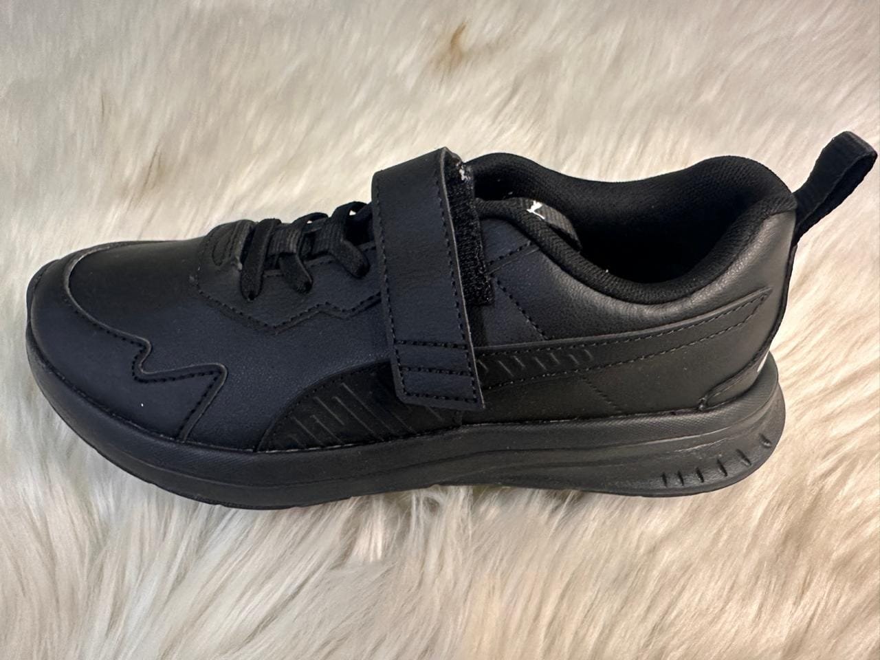 Black Velcro Strap Athletic Sneakers