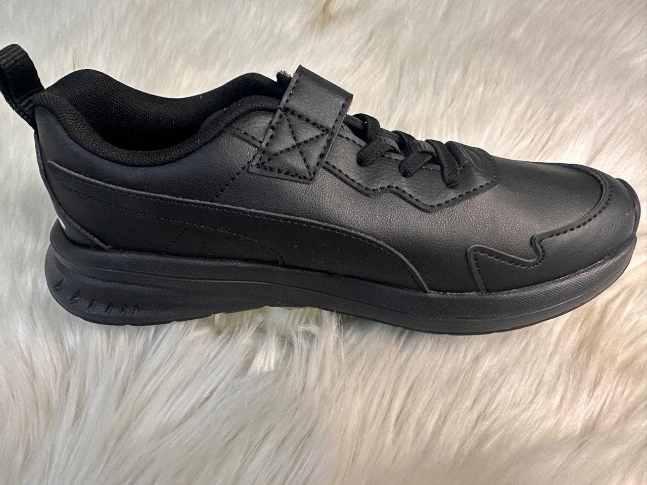 Black Velcro Strap Athletic Sneakers