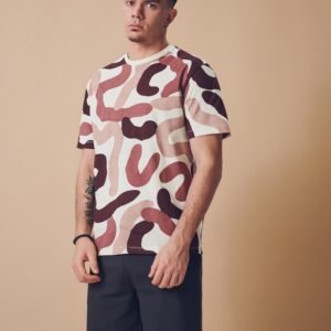 Aesthetics Abstract Print T-Shirt – Size S | Modern Streetwear Tee with Organic Curves Design