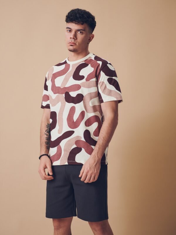 Aesthetics Abstract Print T-Shirt – Size S | Modern Streetwear Tee with Organic Curves Design