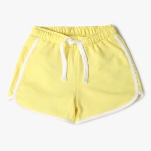 Lefties Baby Yellow Drawstring Cotton Shorts with White Piping