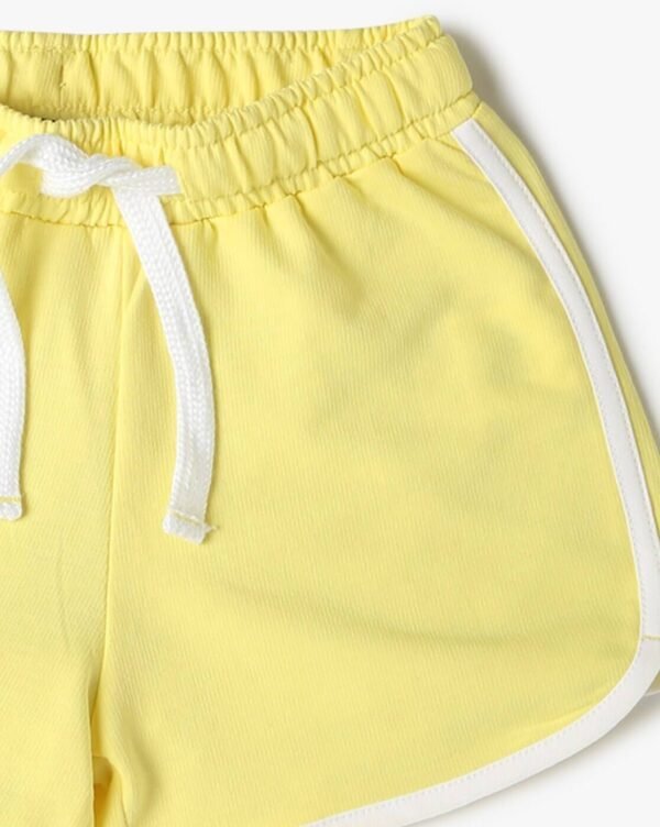 Lefties Baby Yellow Drawstring Cotton Shorts with White Piping