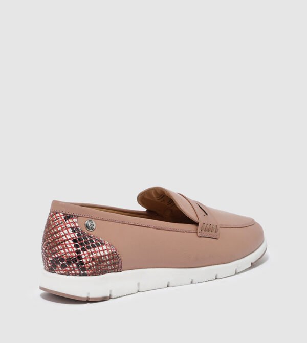 Hush Puppies Women’s Penny Loafers – Blush Pink Slip-On Flats with Textured Heel & White Sole