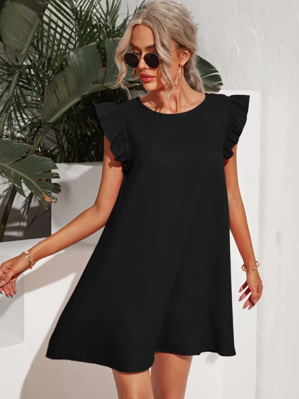 SHEIN Black Ruffle Sleeve A-Line Mini Dress – Size XL