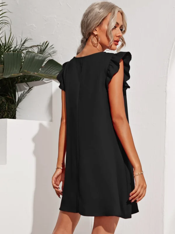 SHEIN Black Ruffle Sleeve A-Line Mini Dress – Size XL