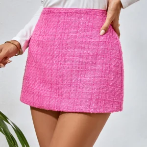 SHEIN Pink Tweed Mini Skirt – Size M