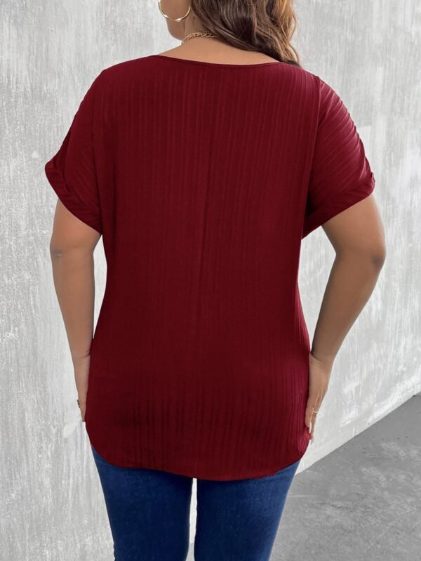 STUGAZ CURVE Red Pleated V-Neck Blouse with Front Zip – Size 0XL